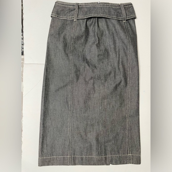 RENA ROWAN PETITE MAXI BLACK DENIM SKIRT WOMEN WITH BELT SIZE 6 - Picture 9 of 17